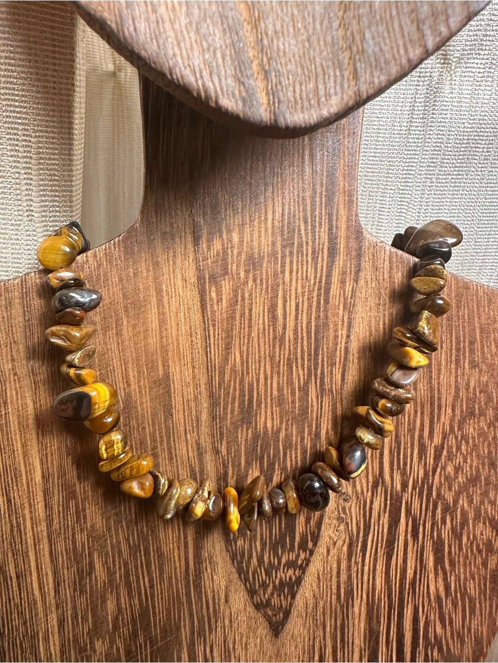 Tiger Eye Chip Necklace in Brown and Gold - Picture 6 of 9